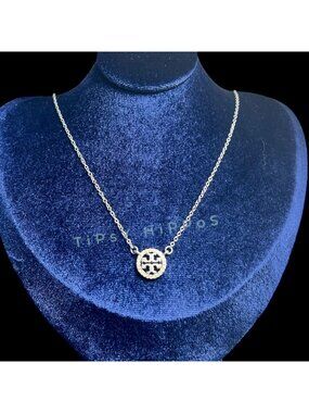 NEW!  Beautiful Tory Burch Silver Miller Crystal Pave Necklace